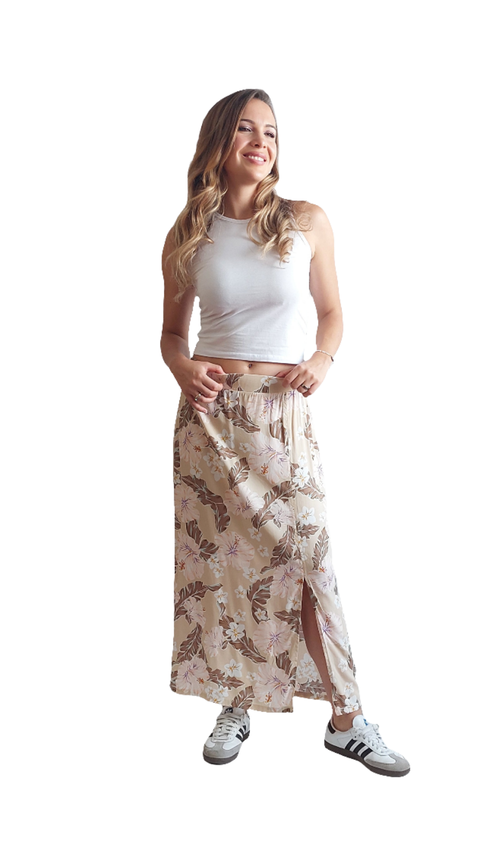 Falda Tata / Flores fondo beige