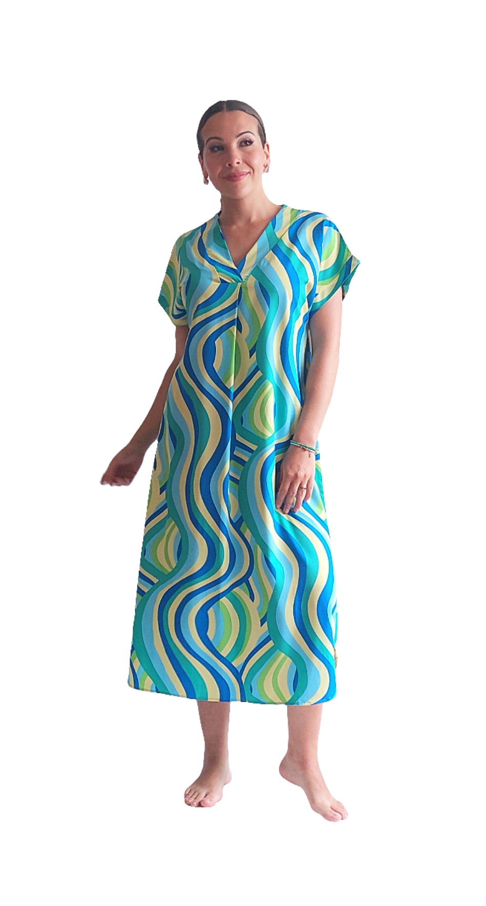 Túnica Myle / Azul, amarilla y verde