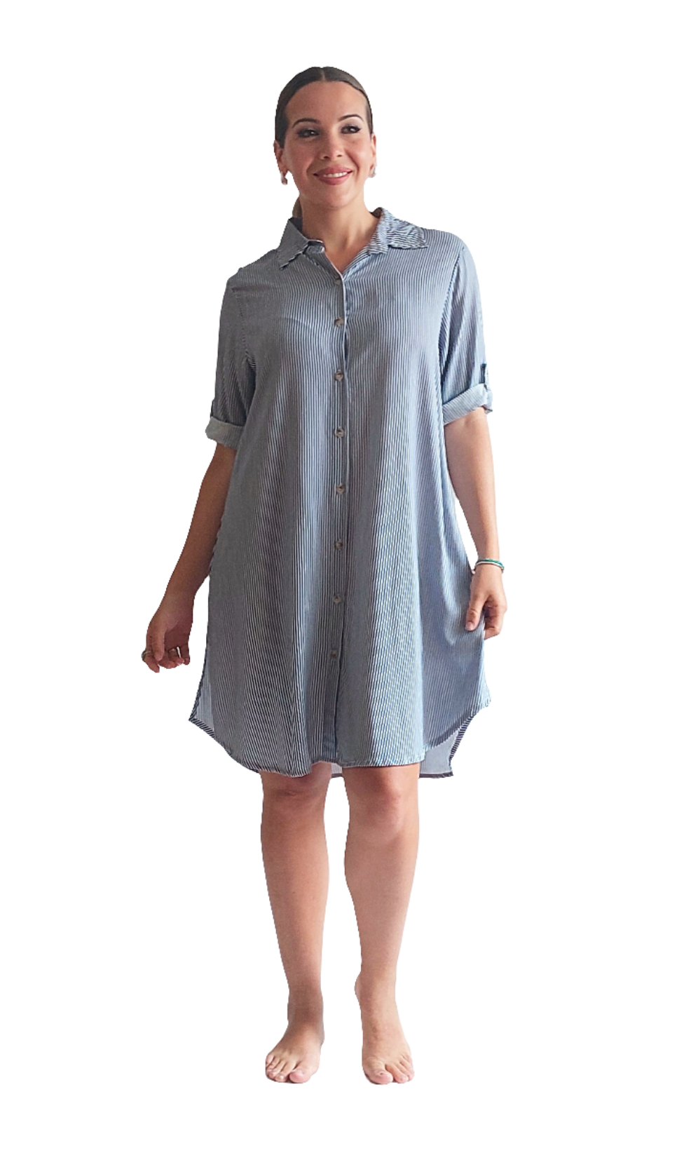 Camisero Mariel / Rayas azul marino y blanco