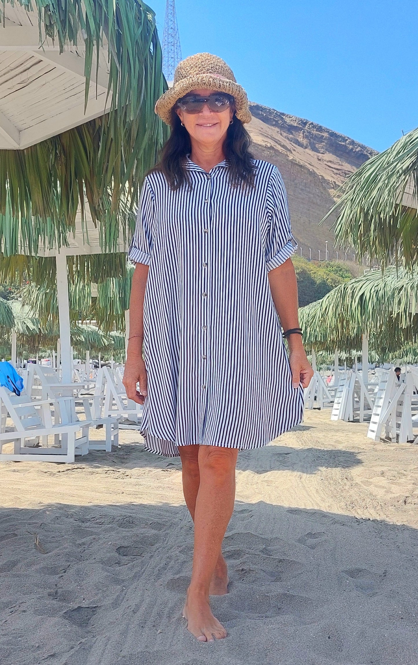 Camisero Mariel / Rayas azul marino y blanco