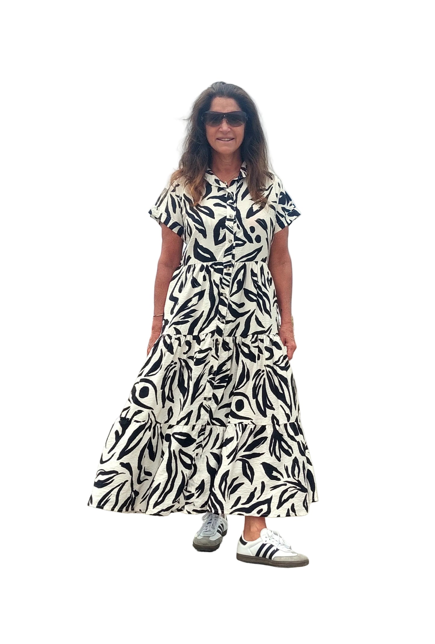 Vestido Isabella | Blanco con negro bali