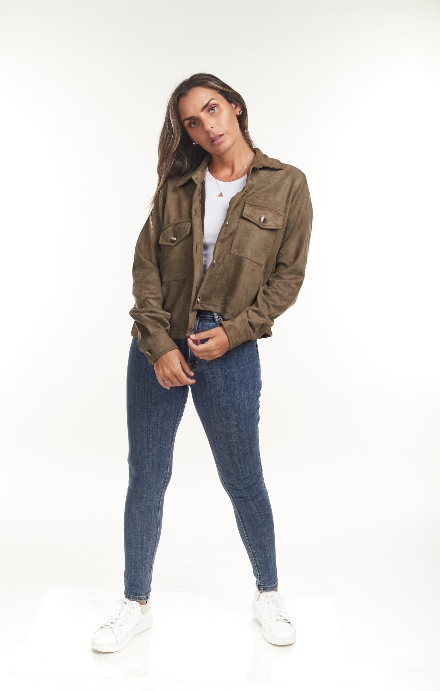 Casaca Julieta / Suede Gamuza Verde Militar