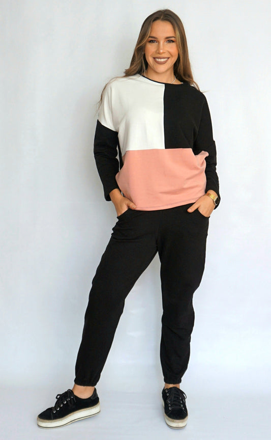 Polera Romina / Negro - Rosado