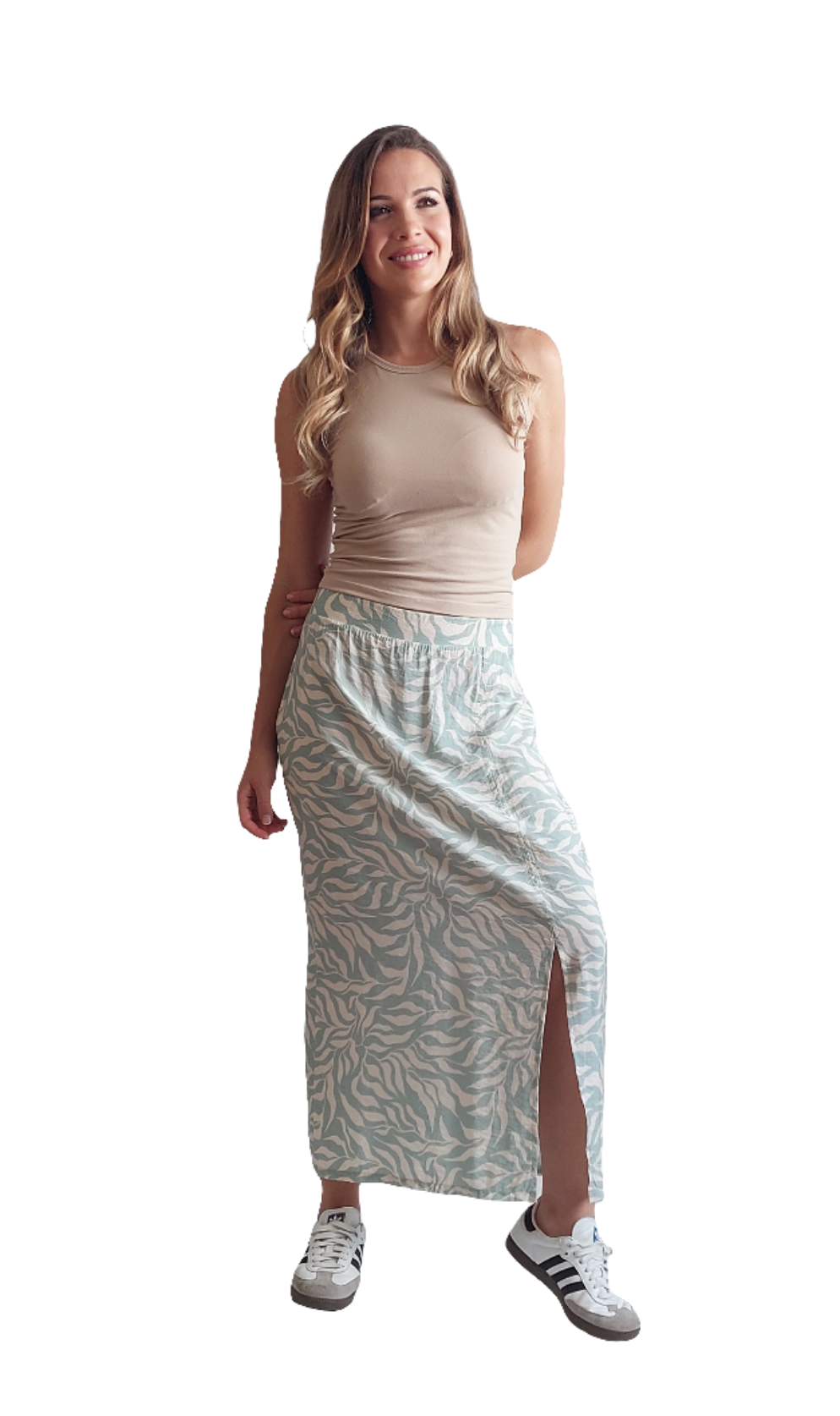 Falda Tata / Cemento y beige