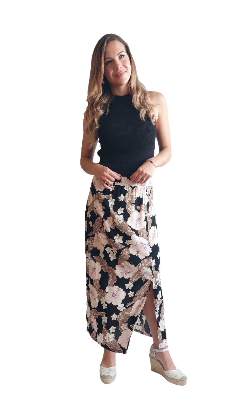 Falda Tata / Flores fondo negro