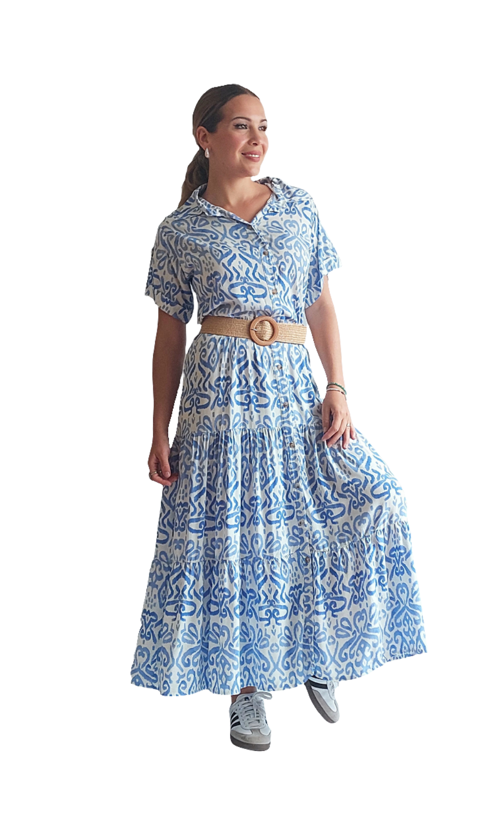 Vestido Isabella | Blanco con celeste