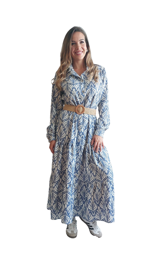 Vestido Rafaella | Celeste y blanco