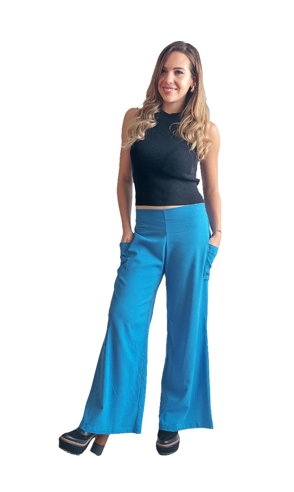 Pantalón palazo Ela / Azulino