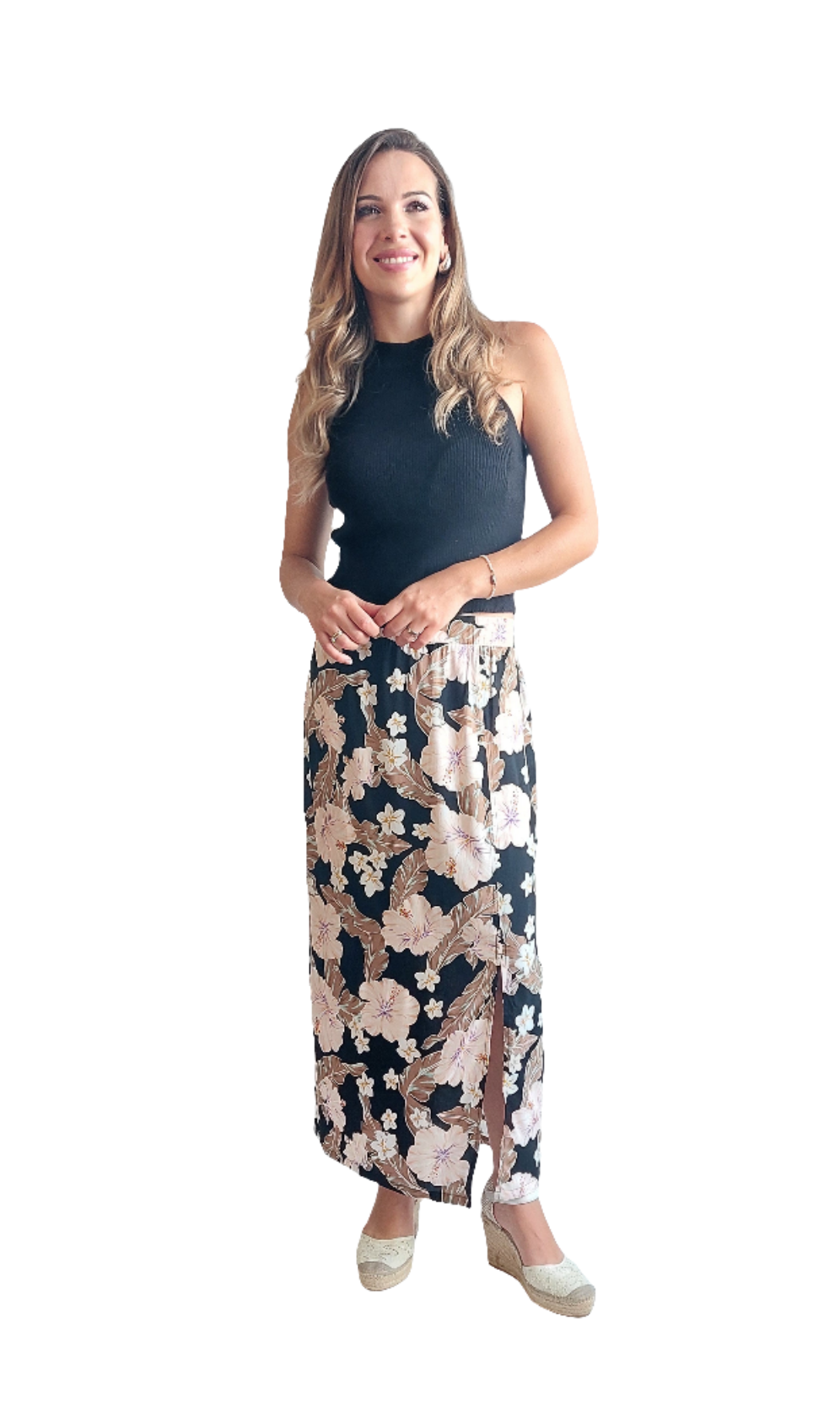 Falda Tata / Flores fondo negro