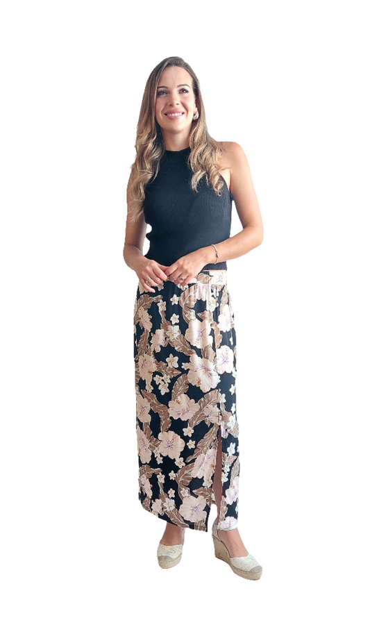 Falda Tata / Flores fondo negro