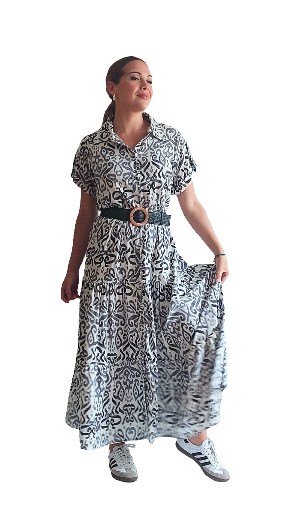 Vestido Isabella | Blanco con negro