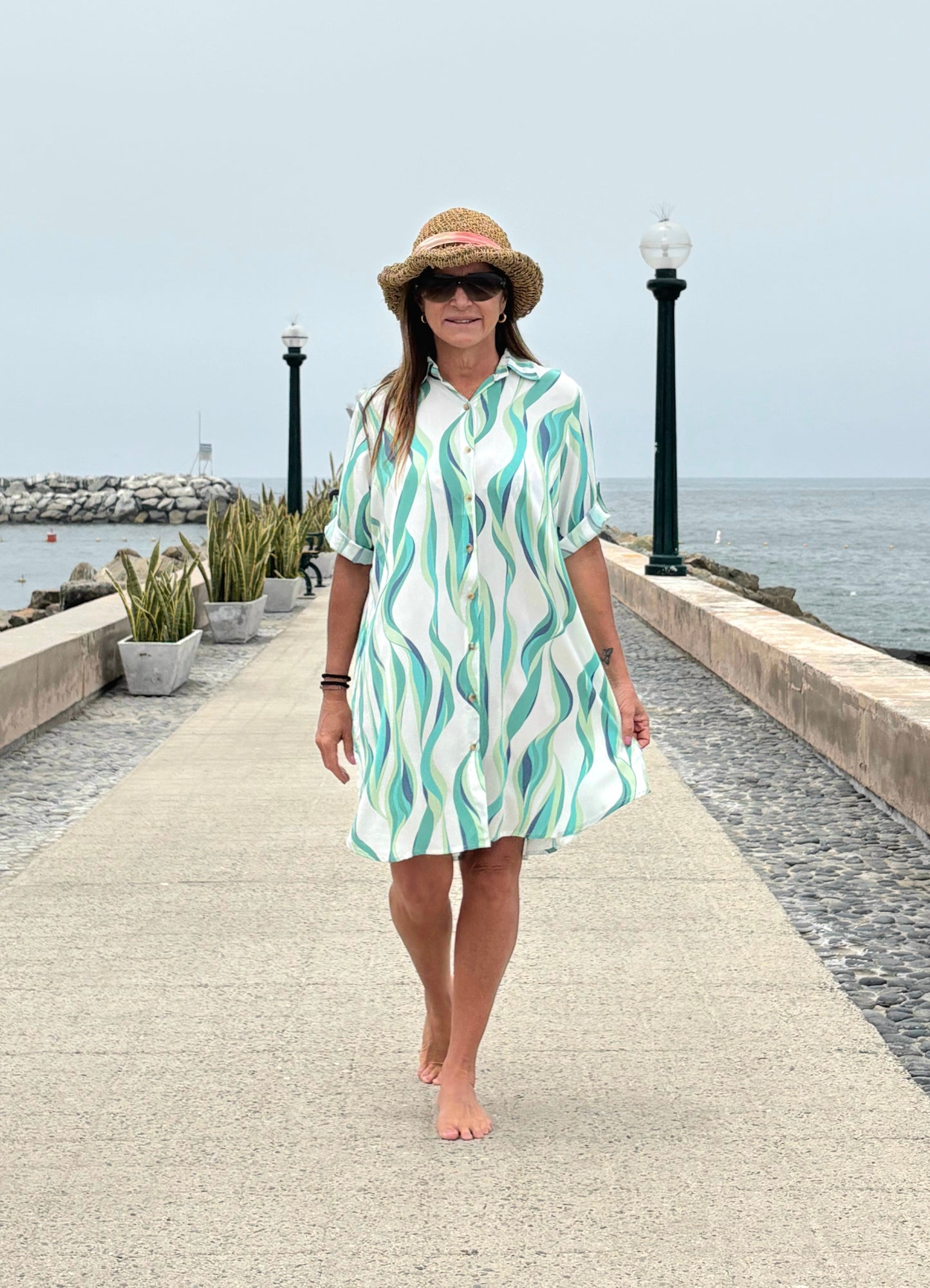 Camisero Mariel / Trazos tonos verdes