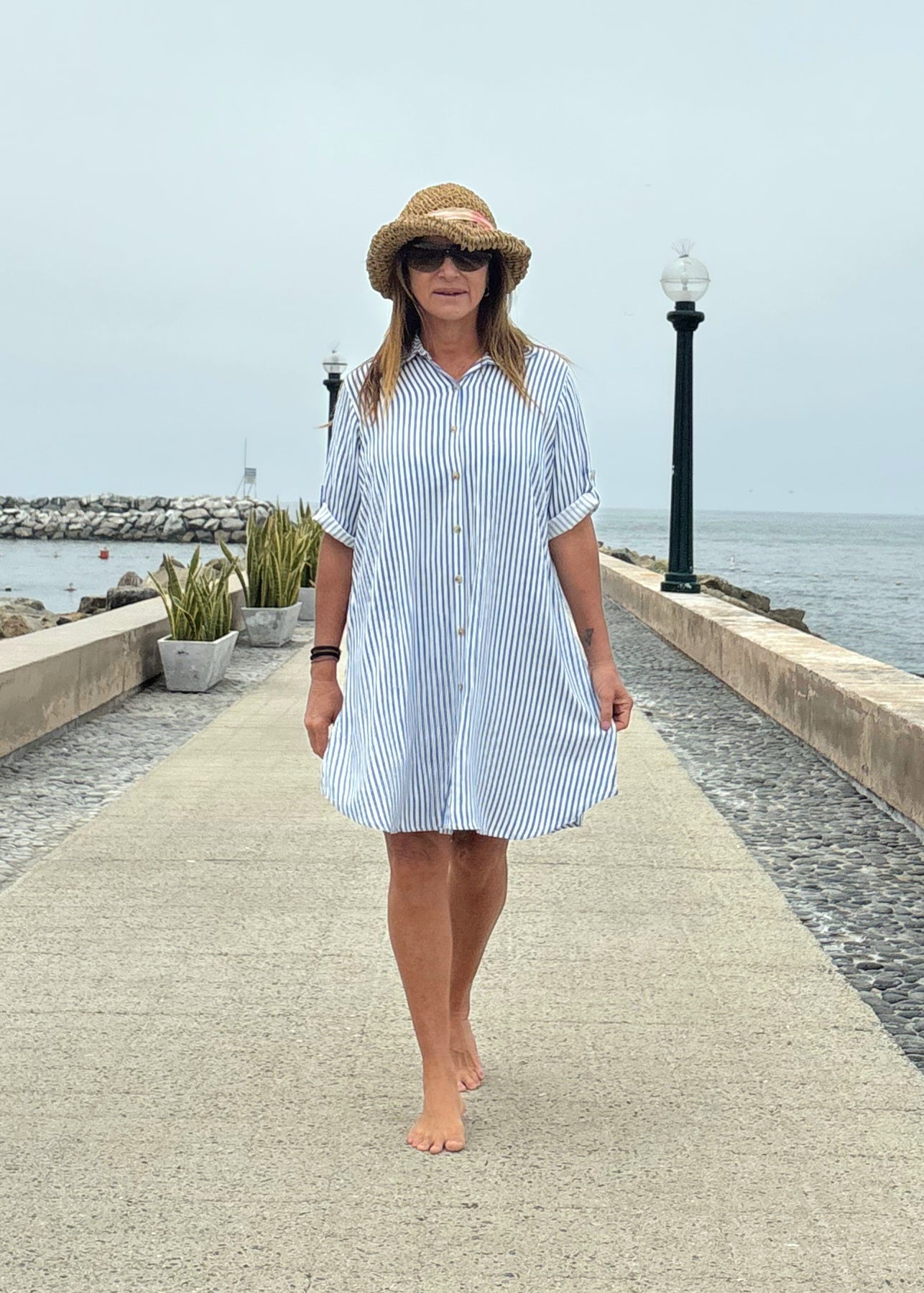 Camisero Mariel / Rayas blanco y azul