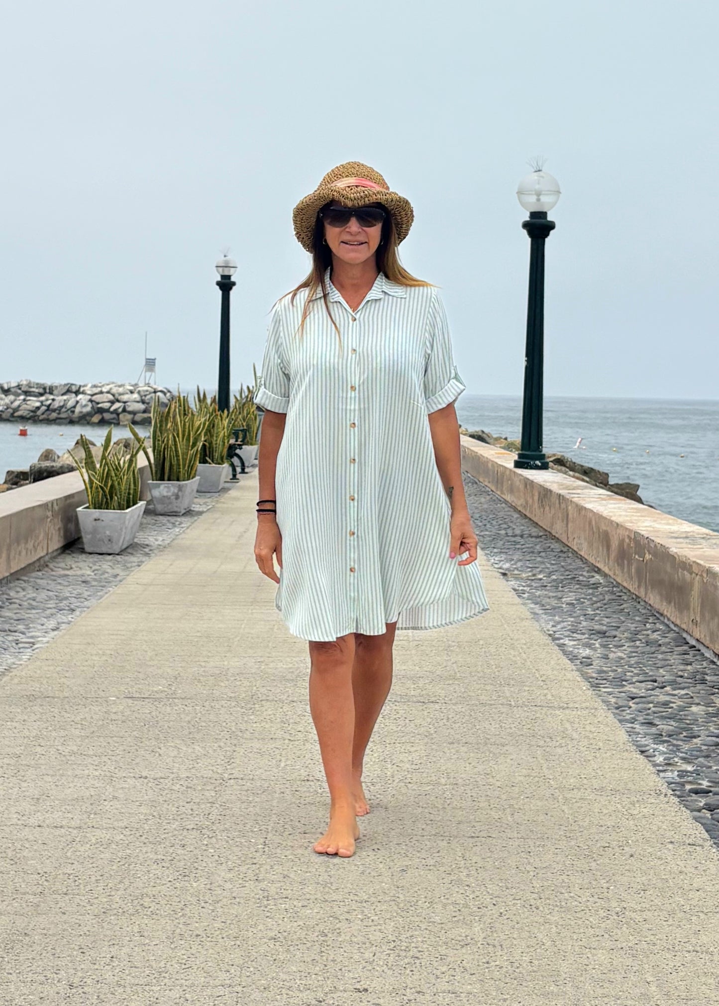 Camisero Mariel / Rayas blanco y verde