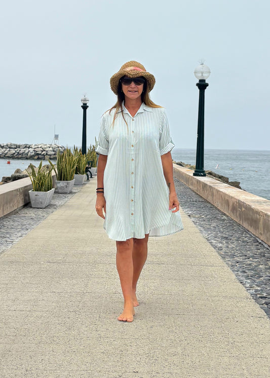 Camisero Mariel / Rayas blanco y verde