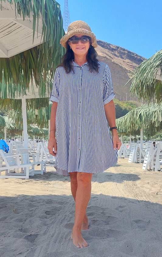 Camisero Mariel / Rayas azul marino y blanco