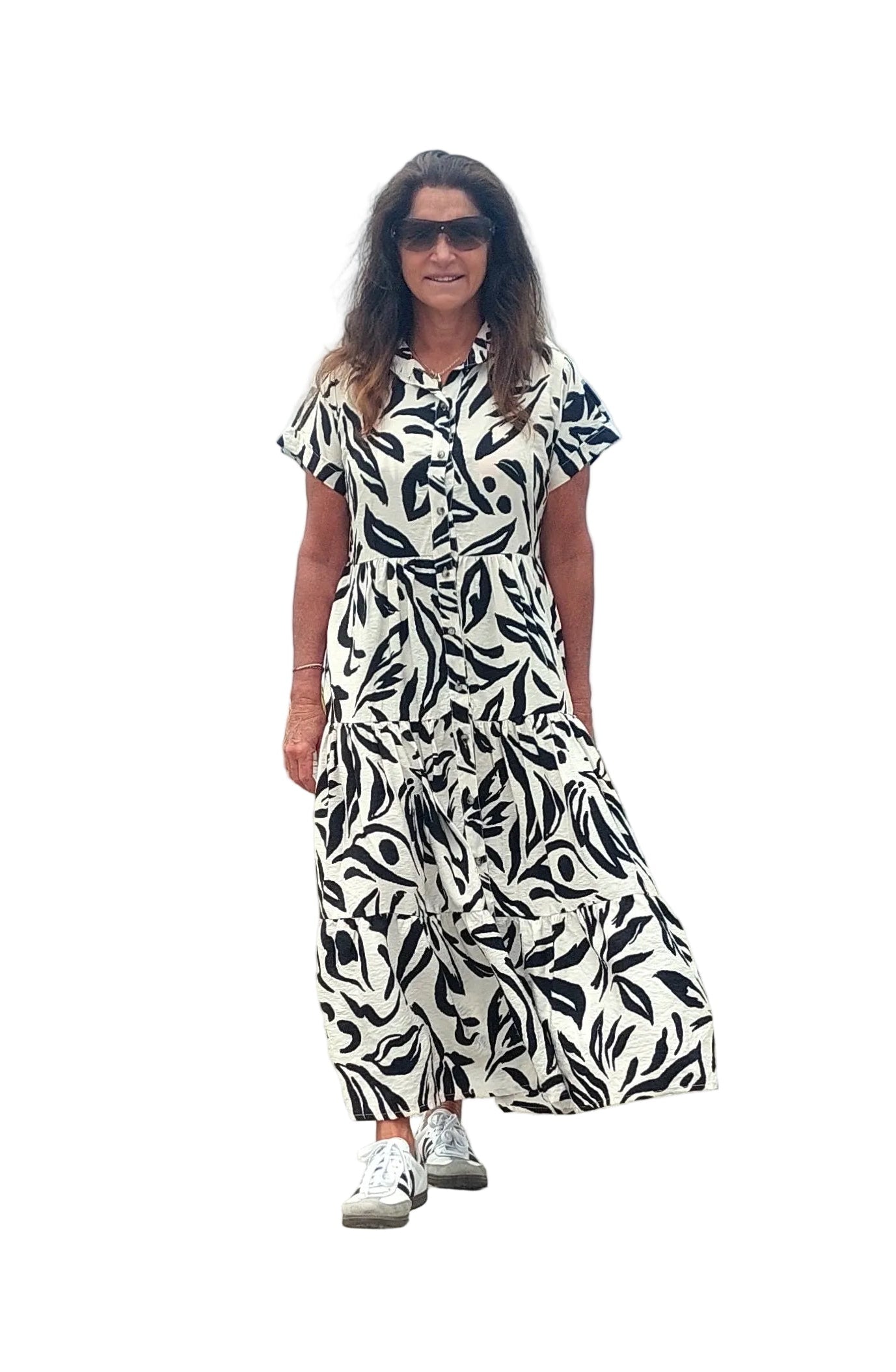 Vestido Isabella | Blanco con negro bali