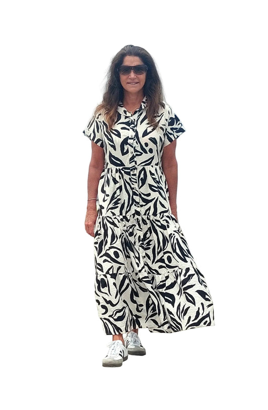 Vestido Isabella | Blanco con negro bali