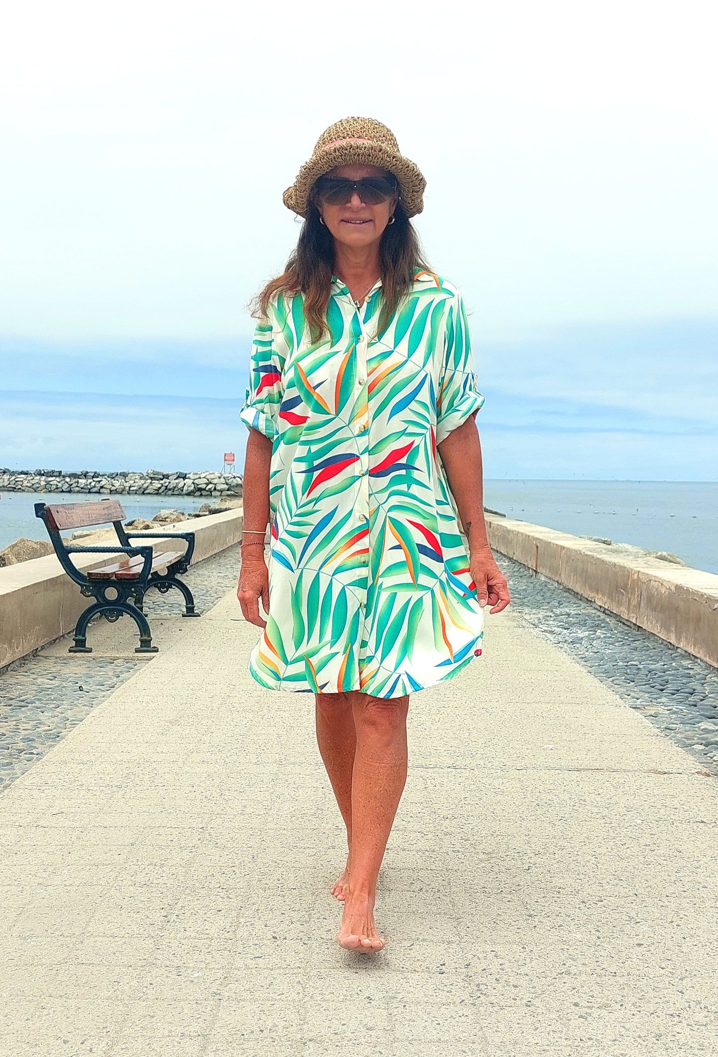 Camisero Mariel / Hojas verdes y rojas